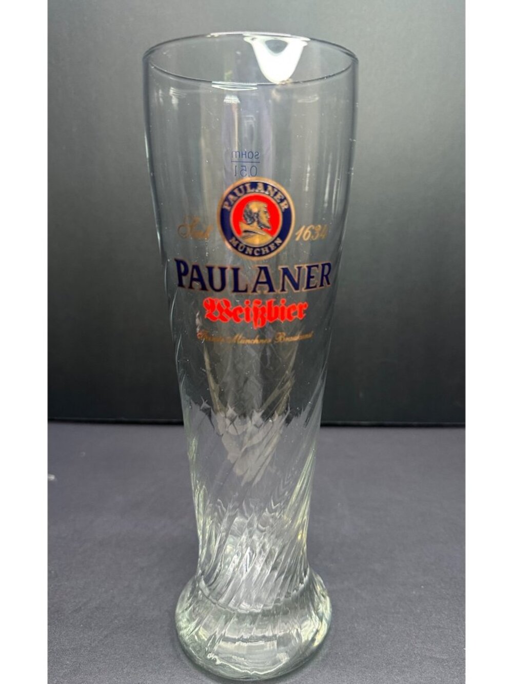 Vtg Paulaner Weissbier 10" Tall 0.5L Swirl Weizen Beer Glass SQHM in Germany